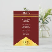 Menu Burgundy & Gold Stripe Fancy Mariage Réception (Debout devant)