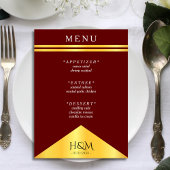 Menu Burgundy & Gold Stripe Fancy Mariage Réception