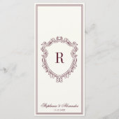 Menu Burgundy Ivory Monogram Crest Old Money Wedding (Dos)