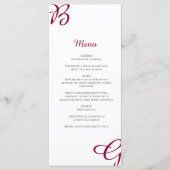 Menu Burgundy Maroon Initiales Mariage de automne d'aut (Devant)