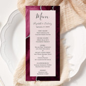 Menu Burgundy Silver Agate Blush Pink Wedding