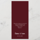 Menu Burgundy Simple Calligraphie Mariage moderne (Dos)