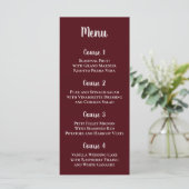 Menu Burgundy Simple Calligraphie Mariage moderne (Debout devant)
