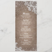 Menu Burlap Lace argent parties scintillant rustique ma (Devant)