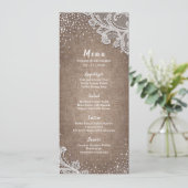 Menu Burlap Lace argent parties scintillant rustique ma (Debout devant)