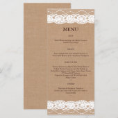 Menu Burlap moyen et dentelle Vintage 2 (Devant / Derrière)