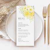 Menu Butter Yellow Ivory Floral Wedding Reception
