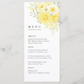 Menu Butter Yellow Ivory Floral Wedding Reception (Devant)