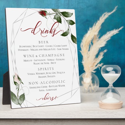 Menu Cabernet Blush Rozen Weddenschappen Fotoplaat (Zijkant)