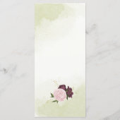 Menu cabernet rose fleurs vert feuille mariage (Dos)