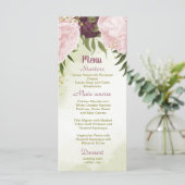 Menu cabernet rose fleurs vert feuille mariage (Debout devant)