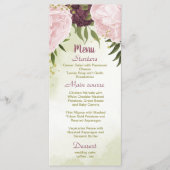 Menu cabernet rose fleurs vert feuille mariage (Devant)