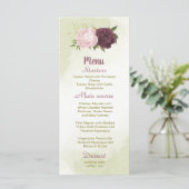 Menu cabernet rose fleurs vert feuille mariage (Debout devant)