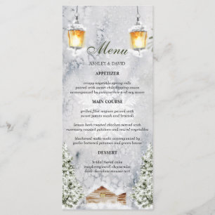 Menu Cabine d'hiver Rustic Snow Scene Mariage