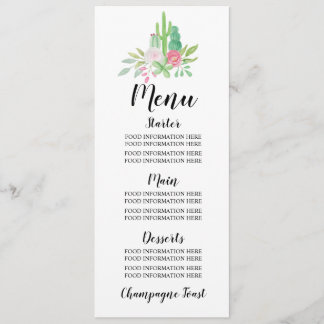 Menu Cactus de nourriture de réception de cactus de
