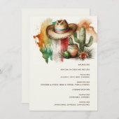 Menu Cactus, fête de la fête du sombrero. Café mexicain (Devant / Derrière)