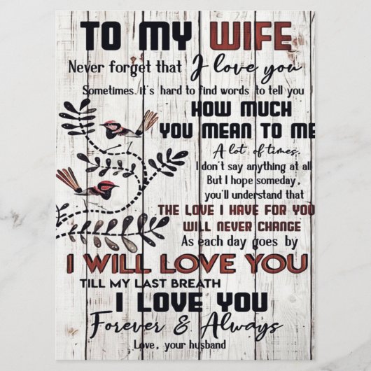 Menu Cadeau Pour Femme | À ma femme belle lettre (Devant)