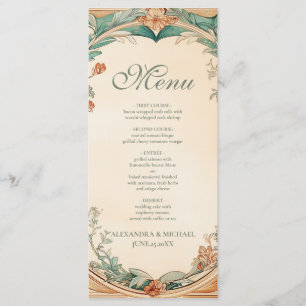 Menu Cadre botanique chaud pour mariage