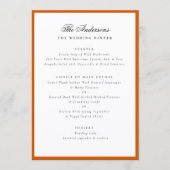 Menu Cadre Calligraphié Nom Mariage Dîner Orange Brûlé (Devant)