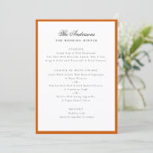 Menu Cadre Calligraphié Nom Mariage Dîner Orange Brûlé (Debout devant)