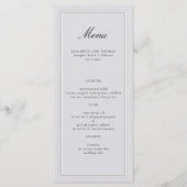 Menu Cadre Classique Moderne Formel Mariage Élégant (Devant)