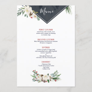 Menu Cadre de bouquet de Noël Holly & White Roses