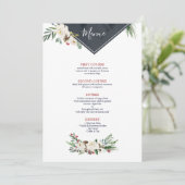 Menu Cadre de bouquet de Noël Holly & White Roses (Debout devant)