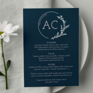 Menu Cadre de flottement minimal Marine Bleu Mariage Ré