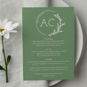 Menu Cadre de Foliage Moderne Muté Green Mariage Récept