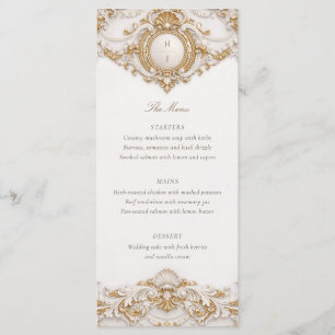 Menu Cadre de mariage baroque élégant classe or et blan