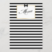Menu Cadre de mariage élégant noir blanc rayé or (Dos)
