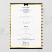 Menu Cadre de mariage élégant noir blanc rayé or (Devant)