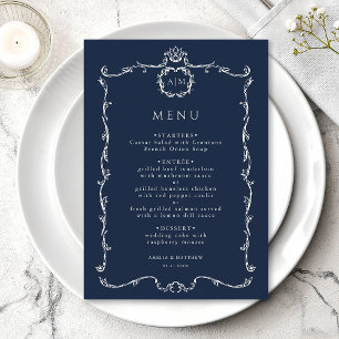 Menu Cadre de mariage français classique moderne bleu m