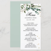 Menu Cadre doré Eucalyptus de verdure aquarelle moderne (Devant / Derrière)