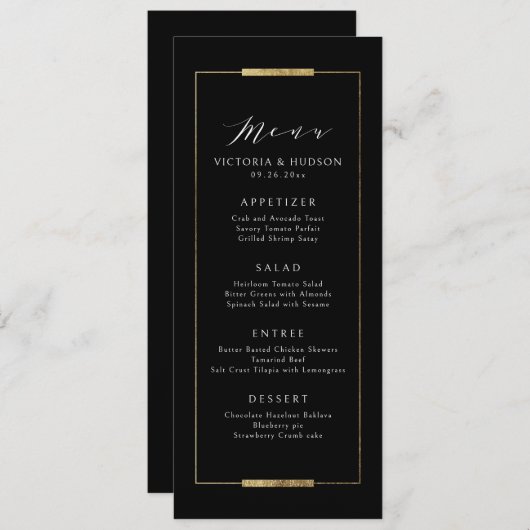 Menu Cadre Elegance Noir Simple Moderne Classique Maria (Devant / Derrière)