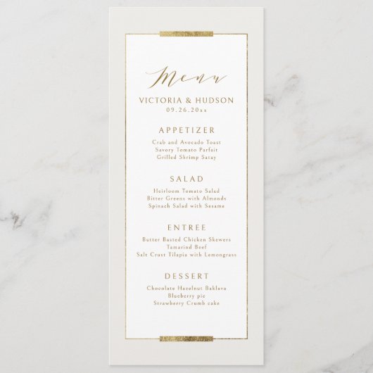 Menu Cadre Elégance Simple Moderne Classique Mariage (Devant)