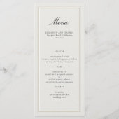 Menu Cadre Élégant Moderne Classique Mariage Écru (Devant)