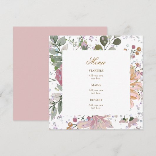 menu cadre floral (Devant / Derrière)