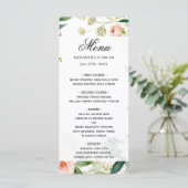 Menu Cadre floral aquarelle rose pâle élégant (Debout devant)