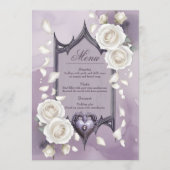 Menu Cadre floral avec coeur et roses blanches (Devant)