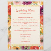 Menu Cadre floral beige banquet de mariage chinois (Devant)