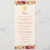 Menu Cadre floral beige mariage chinois (Devant)