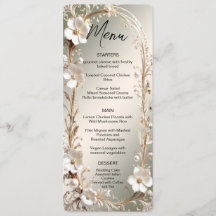 Menu Cadre Floral Blanc Orné