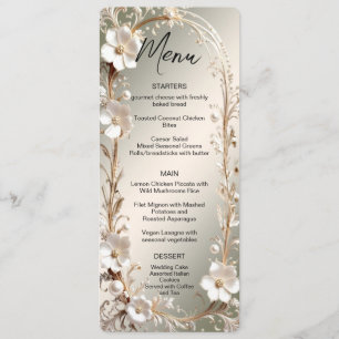 Menu Cadre Floral Blanc Orné
