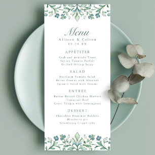Menu Cadre Floral Botanique Vintage Vert Sauge Mariage