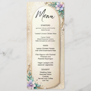 Menu Cadre Floral Décoratif avec Perles