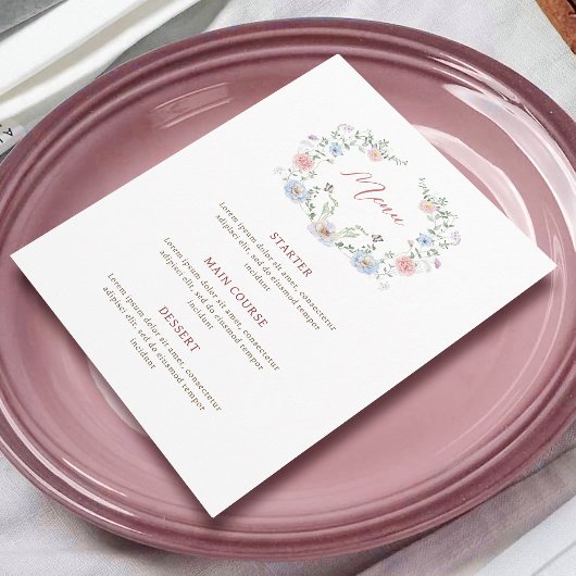 Menu Cadre Floral Élégant