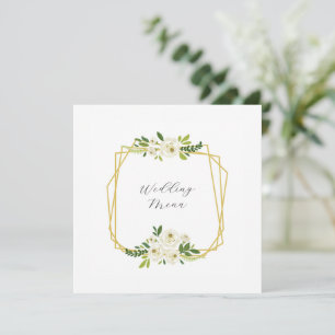 Menu Cadre Floral Rose Blanche Luxe