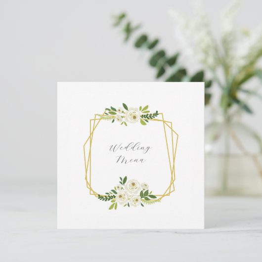 Menu Cadre Floral Rose Blanche Luxe (Debout devant)