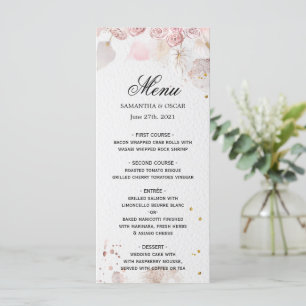 Menu Cadre floral rose pastel élégant fantaisie